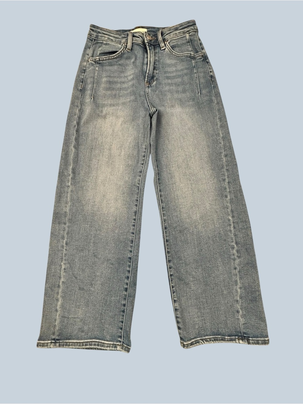 Risen Jeans Wide Leg High-Rise Women's Jeans 5/27 Stretch Fade Denim Casual